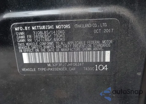 2018 Mitsubishi Mirage G4 Es from USA, damaged, VIN ML32F3FJ7JHF06247